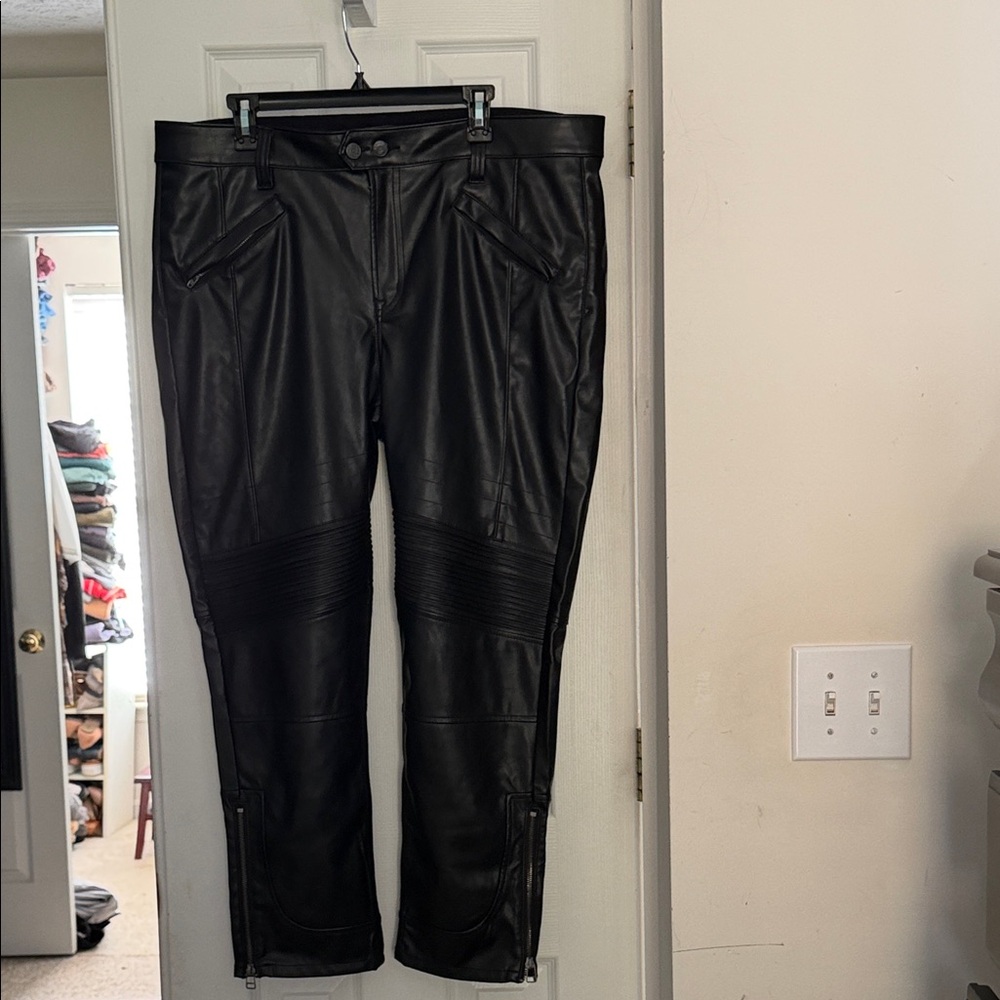 GAP Black Faux Leather Moto Pants